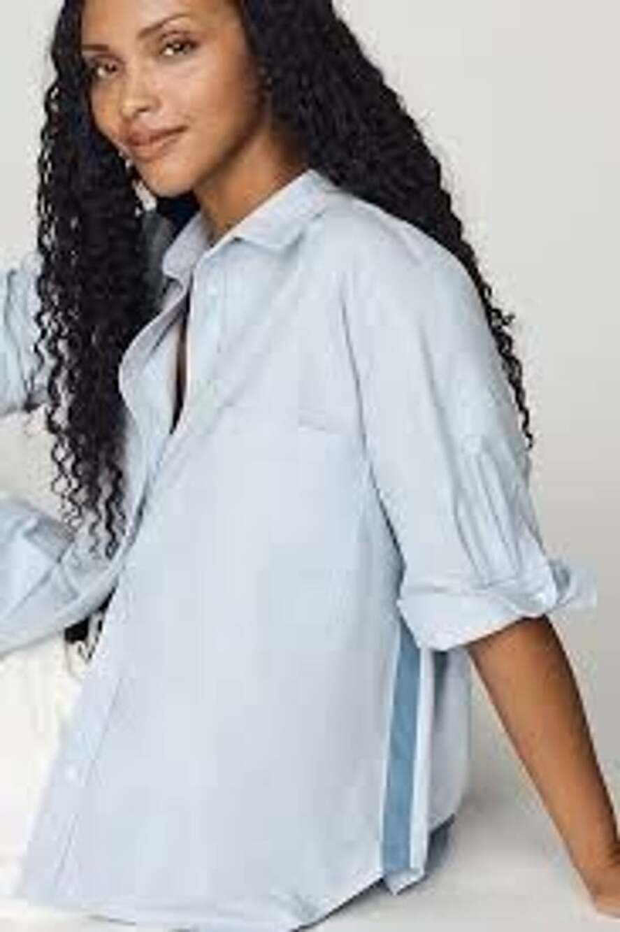 Maeve Mabel Boxy Oxford Shirt Size MP Blue